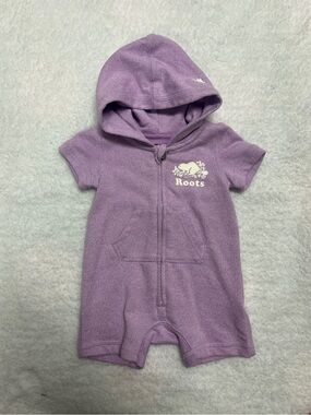 Roots Lavender Hooded Short-Sleeve Baby One-Piece